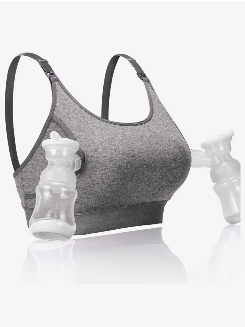 Mom Cozy Hands-Free Pumping Pumping Bra in Heather Gray